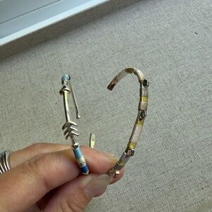 Stella & Dot Silver and Gold Delicate Bangles